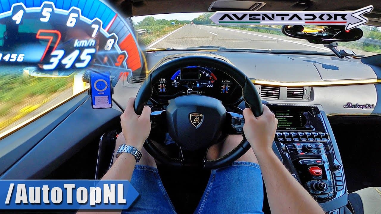 Lamborghini aventador s v12 *345km:h* on autobahn [no speed limit]