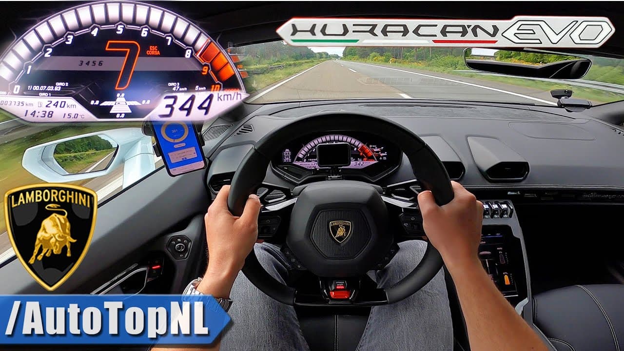Lamborghini huracan evo *344km/h* on autobahn [no speed limit]