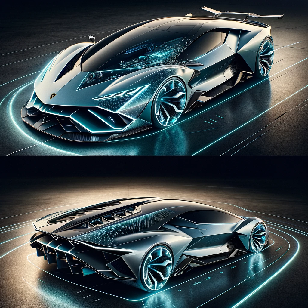 Dall·e 2024 02 09 00. 44. 06 imagine a futuristic lamborghini gt model with a streamlined aerodynamic silhouette that elegantly merges speed and luxury. The design showcases lamb